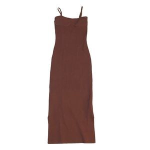 NEW NANUSHKA WOMENS NYOKA MIDI KNITTED UNDERWIRE DRESS IN MAHOGANY SIZE XS
